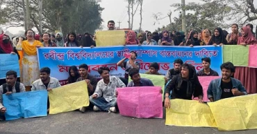 Rabindra University students stage demo demanding permanent campus
