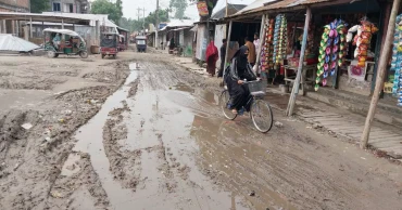 Kurigram road in dire condition, as even light rainfall renders it unusable