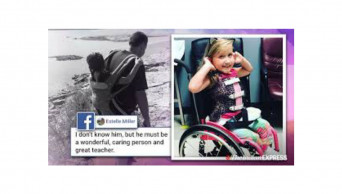 School teacher wins hearts after he carries student with spina bifida on field trip